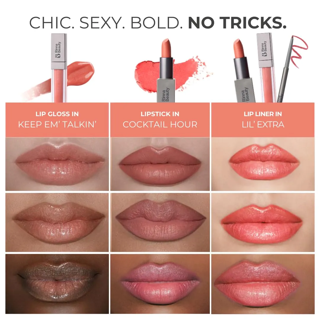 Rinna Beauty Lip Kit - Call Me Coral - All-in-One Lip Kit Includes Lipstick, Lip Gloss, and Lip Liner - Vegan, Long-Lasting, Anti-Aging & Moisturizing, Cruelty-Free - 1 each