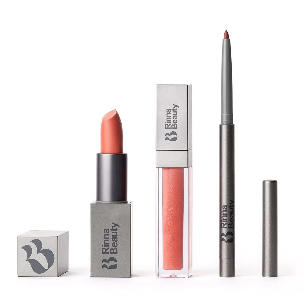 Rinna Beauty Lip Kit - Call Me Coral - All-in-One Lip Kit Includes Lipstick, Lip Gloss, and Lip Liner - Vegan, Long-Lasting, Anti-Aging & Moisturizing, Cruelty-Free - 1 each