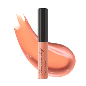 Romanovamakeup Sexy Lip Gloss FABULOUS. Rich, Non-sticky, Soothing, Naturally moisturize, Hydrating, Glitter Lip Gloss MILKY CORAL SHADE Easy to wear, Keeps Smooth & Soft Lipgloss, Travel size.