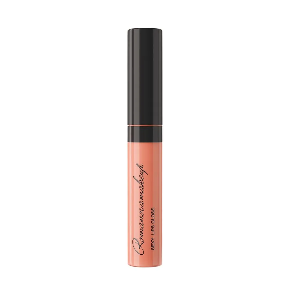 Romanovamakeup Sexy Lip Gloss FABULOUS. Rich, Non-sticky, Soothing, Naturally moisturize, Hydrating, Glitter Lip Gloss MILKY CORAL SHADE Easy to wear, Keeps Smooth & Soft Lipgloss, Travel size.