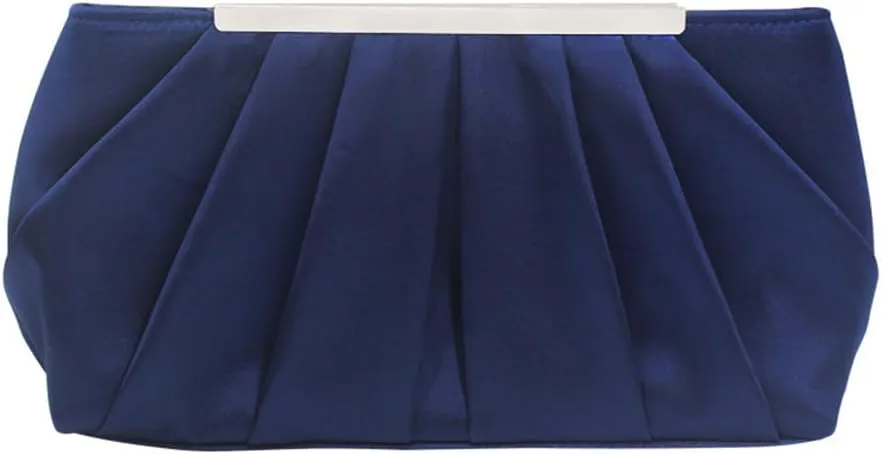 RomanticDesign Elegant Evening Clutch Pleated Satin Bridal Purse Party Prom Banquet Handbag Shoulder Bag
