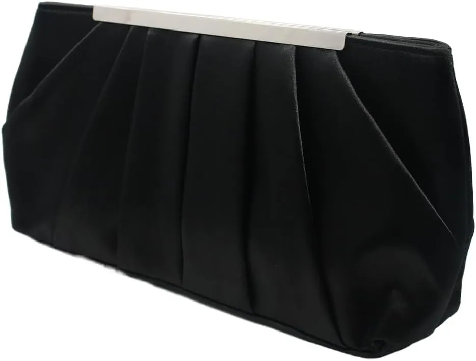 RomanticDesign Elegant Evening Clutch Pleated Satin Bridal Purse Party Prom Banquet Handbag Shoulder Bag