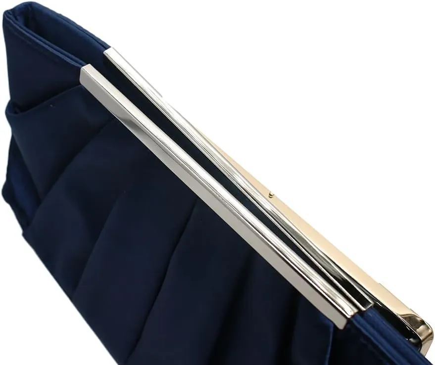 RomanticDesign Elegant Evening Clutch Pleated Satin Bridal Purse Party Prom Banquet Handbag Shoulder Bag