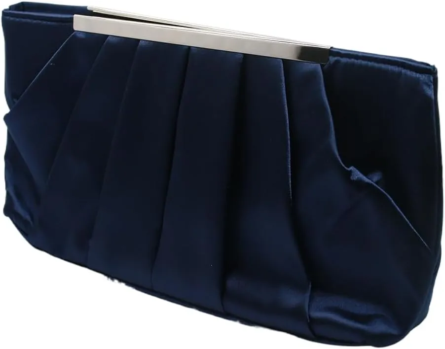 RomanticDesign Elegant Evening Clutch Pleated Satin Bridal Purse Party Prom Banquet Handbag Shoulder Bag