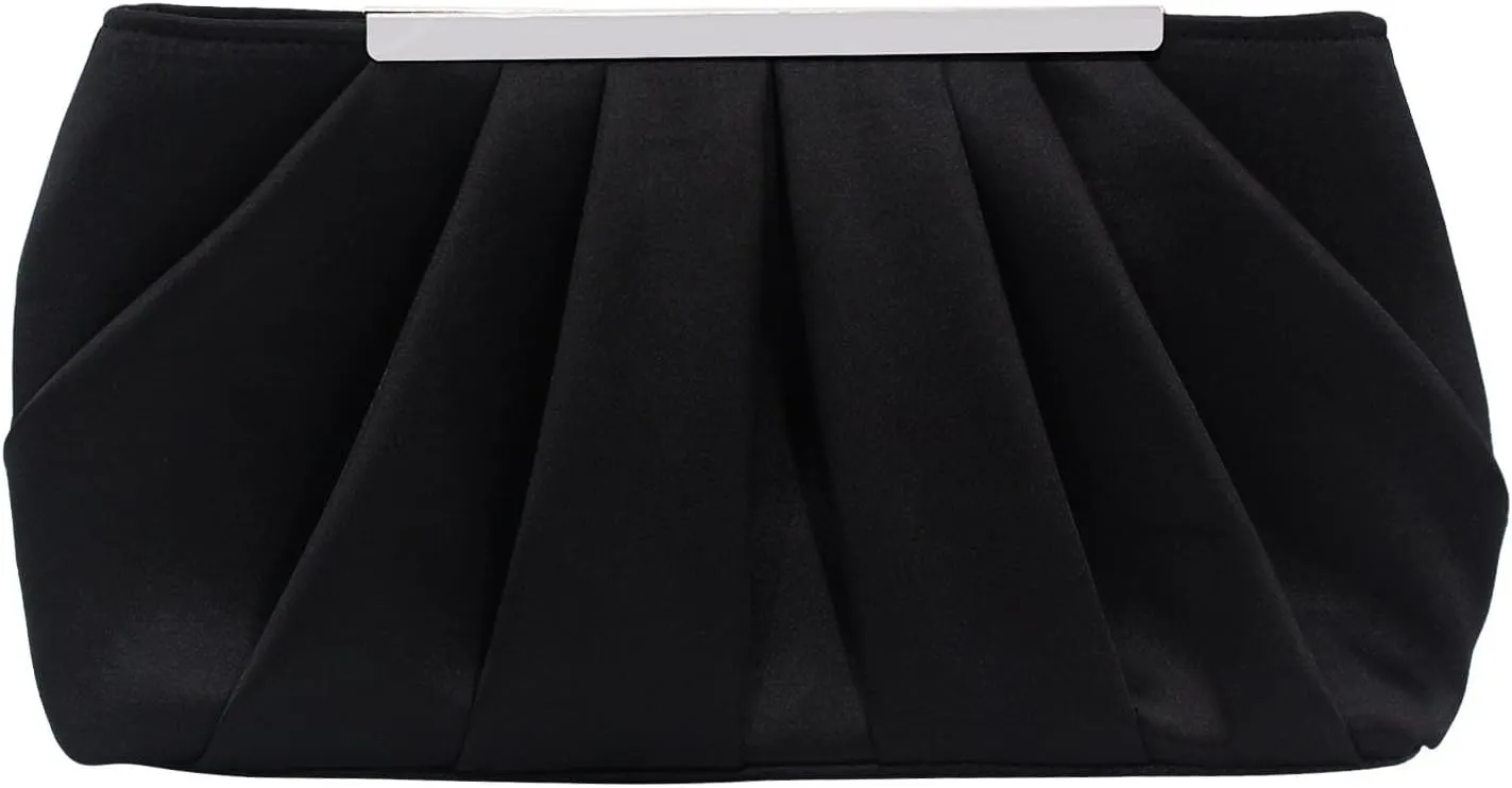 RomanticDesign Elegant Evening Clutch Pleated Satin Bridal Purse Party Prom Banquet Handbag Shoulder Bag
