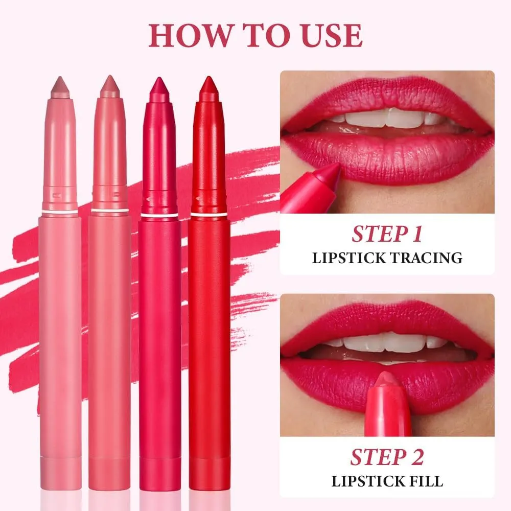 Rotating Sharpenable Matte Lipstick Pencils, Occasionalous 12 Colors Crayon Lipstick, Precision Tip Matte Lip Crayon Waterproof Lip Gloss Stain Set (03)