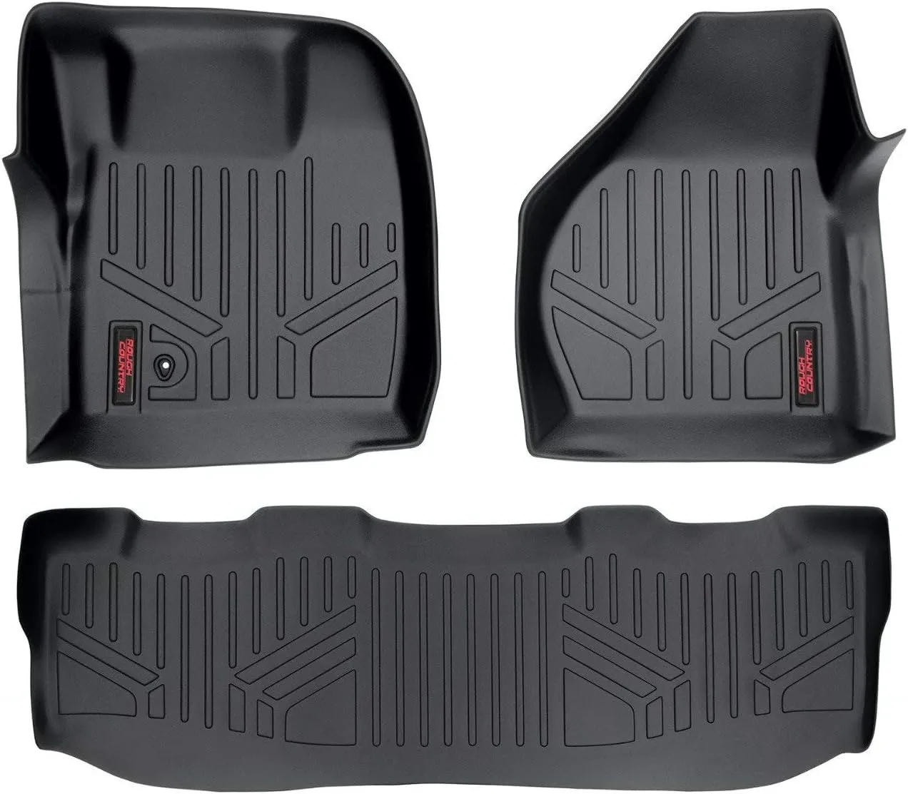 Rough Country All Weather Floor Mats Set for Ford Super Duty Crew-Cab (2008-2010) - Custom Fit Rubber Super Duty Floor Mats, Durable Rubber Truck Mats, Waterproof Truck Floor Mats