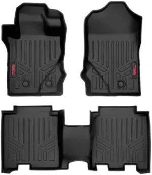 Rough Country All Weather Floor Mats Set for Toyota Tundra CrewMax (2022-2024) - Custom Fit Rubber Tundra Floor Mats, Durable Rubber Truck Mats, Waterproof Truck Floor Mats