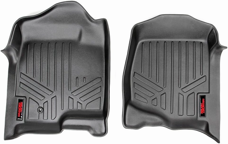 Rough Country All Weather Front Floor Mats for Chevy Silverado & GMC Sierra 1500/2500HD/3500HD (2007-2013) -Non-Slip Waterproof Flexible Front Floor Mats