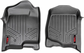 Rough Country All Weather Front Floor Mats for Chevy Silverado & GMC Sierra 1500/2500HD/3500HD (2007-2013) -Non-Slip Waterproof Flexible Front Floor Mats