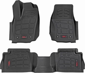 Rough Country Sure-Fit All Weather Floor Mats for Toyota Tacoma Double Cab (2024-2025) - Non-Slip, Waterproof Flexible Floor Mat, Front & Rear Set