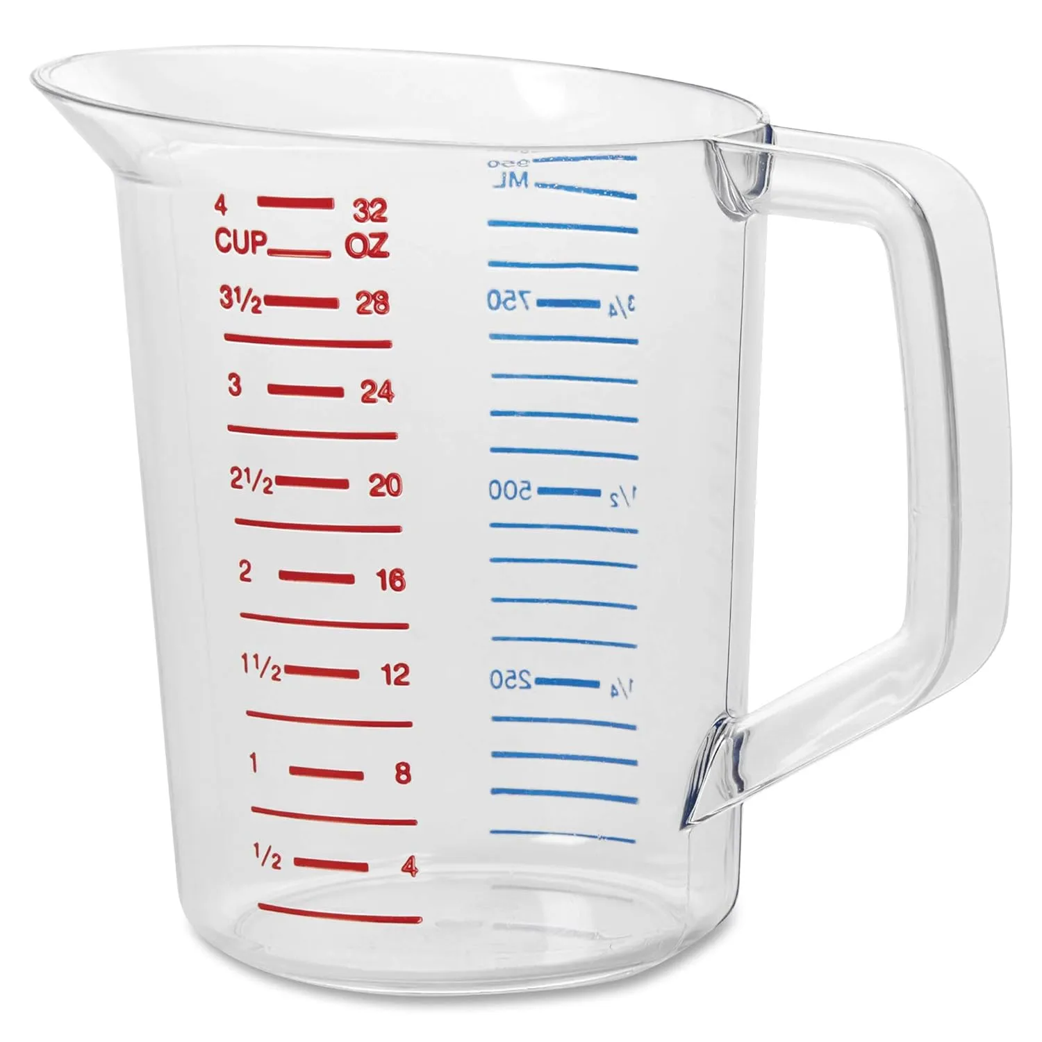 Rubbermaid Commercial Products Bouncer Clear Measuring Cup, 4-Cup/1-Quart, Clear, Strong Food Grade, Easy Read for Liquid/Dry Ingredients, for Home/Professional Kitchen