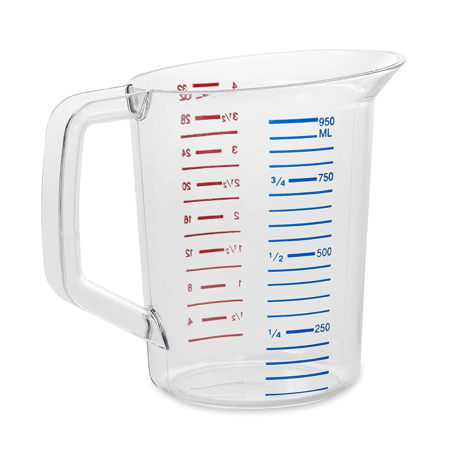 Rubbermaid Commercial Products Bouncer Clear Measuring Cup, 4-Cup/1-Quart, Clear, Strong Food Grade, Easy Read for Liquid/Dry Ingredients, for Home/Professional Kitchen