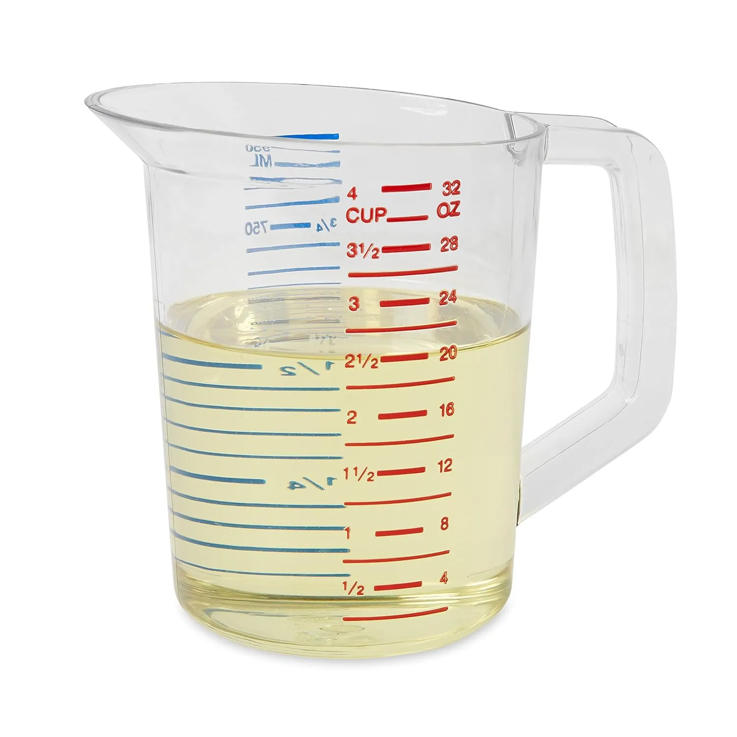 Rubbermaid Commercial Products Bouncer Clear Measuring Cup, 4-Cup/1-Quart, Clear, Strong Food Grade, Easy Read for Liquid/Dry Ingredients, for Home/Professional Kitchen