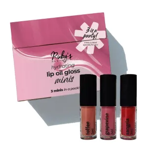 RUBY'S ORGANICS Lip Kit, Lip Oil Gloss Minis Sunset|Hydrating, Non Sticky & Non Drying Formula|Long Lasting Moisturizing Effect (Pack of 3) - Sangria, Grapevine and Toffee Shades