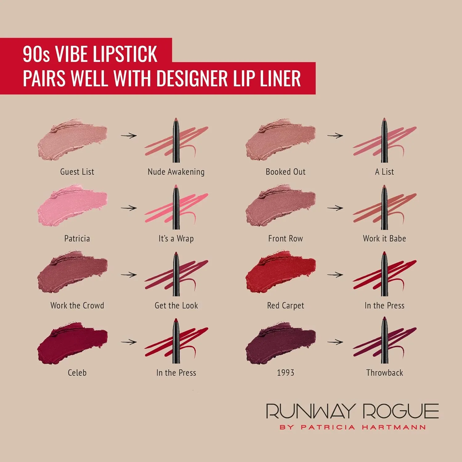 Runway Rogue 90s Vibe Lipstick Trio, Moisturizing Matte Lipstick Set, (‘Guest List’, ‘Booked Out’, ‘Front Row’)