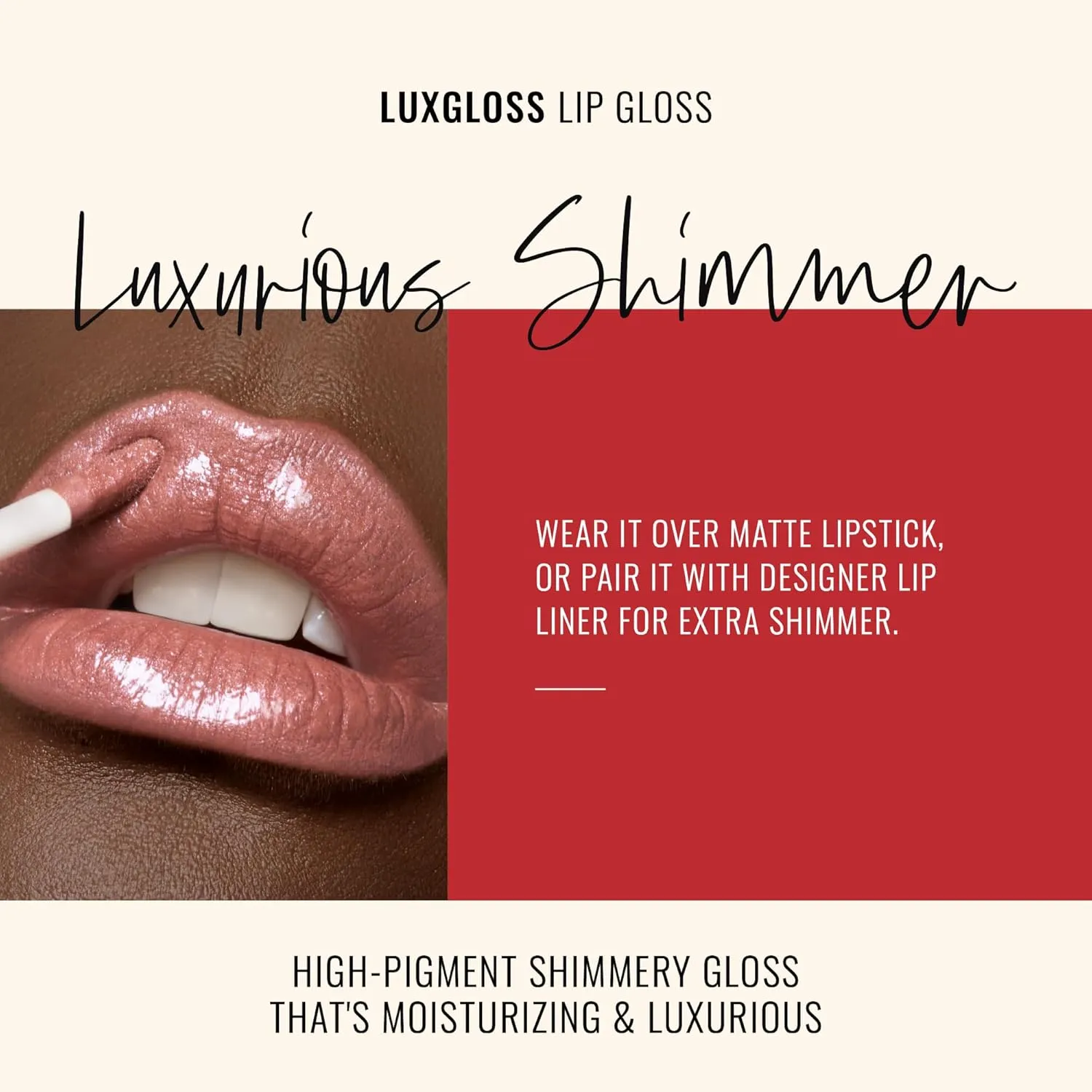 Runway Rogue LuxGloss Lip Gloss, High-Pigment Shimmery Rose-Gold Lip Gloss, ‘Fashion Week’