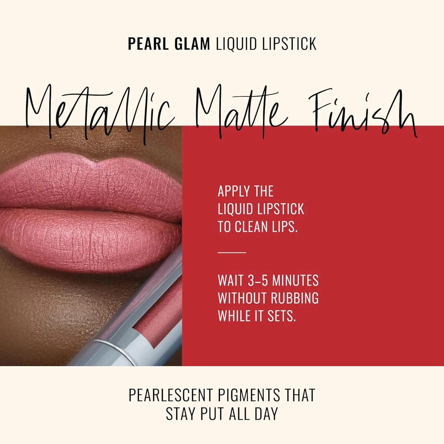 Runway Rogue Pearl Glam Long Wear Shimmer Liquid Lipstick, Metallic Coral-Pink Lipstick with Silver and Gold Shimmer, ‘Starlet’