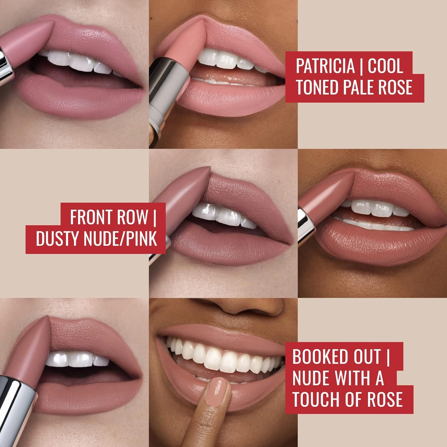 Runway Rogue 90s Vibe Lipstick Trio, Moisturizing Matte Lipstick Set, (‘Patricia’, ‘Front Row’, ‘Booked Out’)
