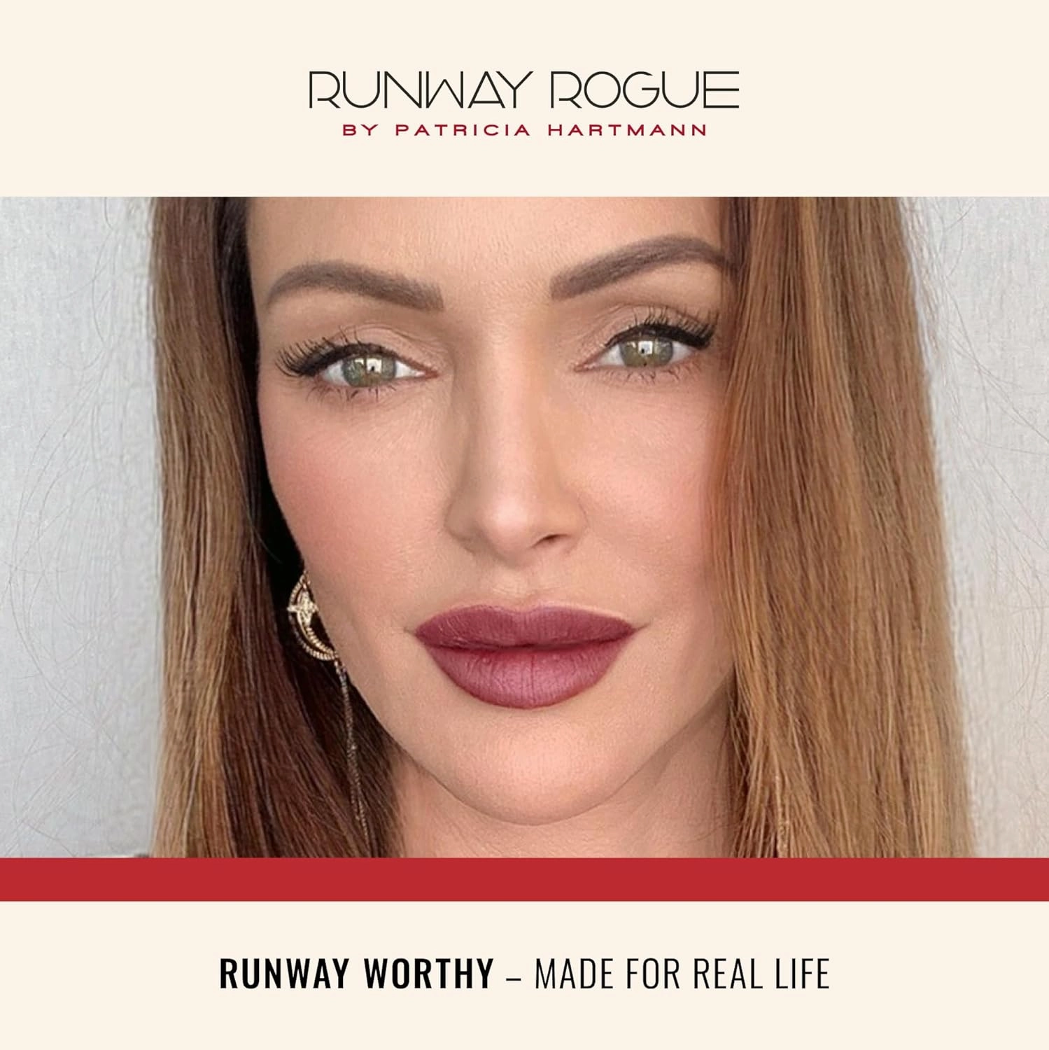 Runway Rogue Velvet Glam Liquid Lipstick, Almost-Matte Light Hazelnut-Brown Lipstick, ‘No Flash’
