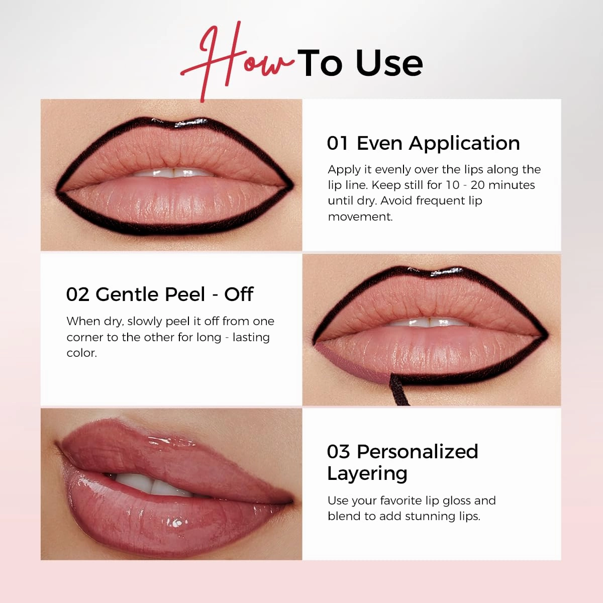 SACE LADY Lip Stain Peel Off, Lip Tint Stain Peel Off Long Lastig Waterproof 24 Hours, No Drying Smudge-Proof Lip Liner Makeup
