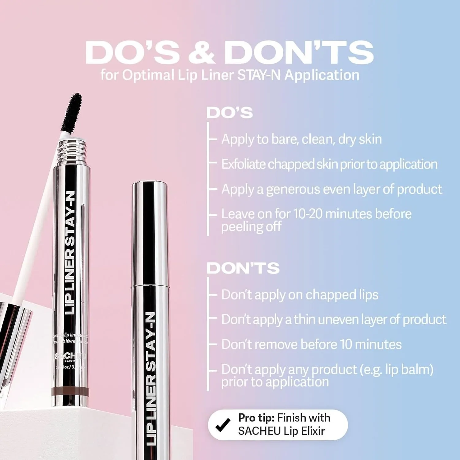 Sacheu Lip Liner Stay-N Peel Off Lip Stain — Long Lasting Matte Lip Tattoo Transfer Proof Lipstain Infused with Hyaluronic Acid & Vitamin E for All Skin Types — Vegan & Cruelty-Free, Hey-zel