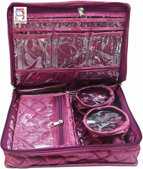 Satin Makeup Pouches Vanity Jewellery Traveling Organizer Storage Box Cosmetic Bag it along anywhere easily For Women Purple