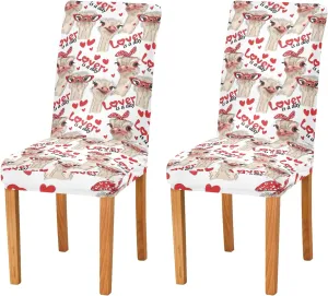 Seamless Ostriches with Red Glasses Hairpins Lover is a Day Dining Chair Slipcovers, 4 Packs Stretch Chair Cover Removable Washable Seat Protector Universal Fit for Home Kitchen Dining