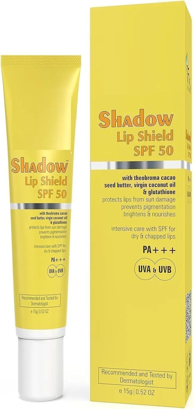 SELVANI SPF 50 Lip Shield PA    Lip Balm SPF 50 With Theobroma Cacao Seed Butter,Virgin Coconut Oil & Glutathione Prevents Pigmentation & Sun Damage Sun Protector UVA & UVB-15gm,Yellow