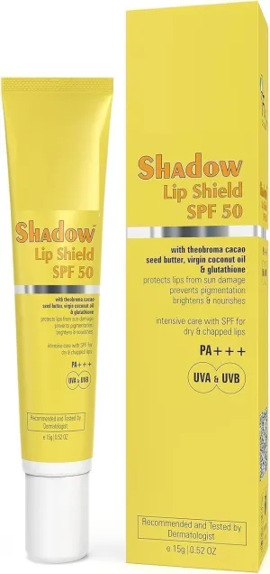 SELVANI SPF 50 Lip Shield PA    Lip Balm SPF 50 With Theobroma Cacao Seed Butter,Virgin Coconut Oil & Glutathione Prevents Pigmentation & Sun Damage Sun Protector UVA & UVB-15gm,Yellow