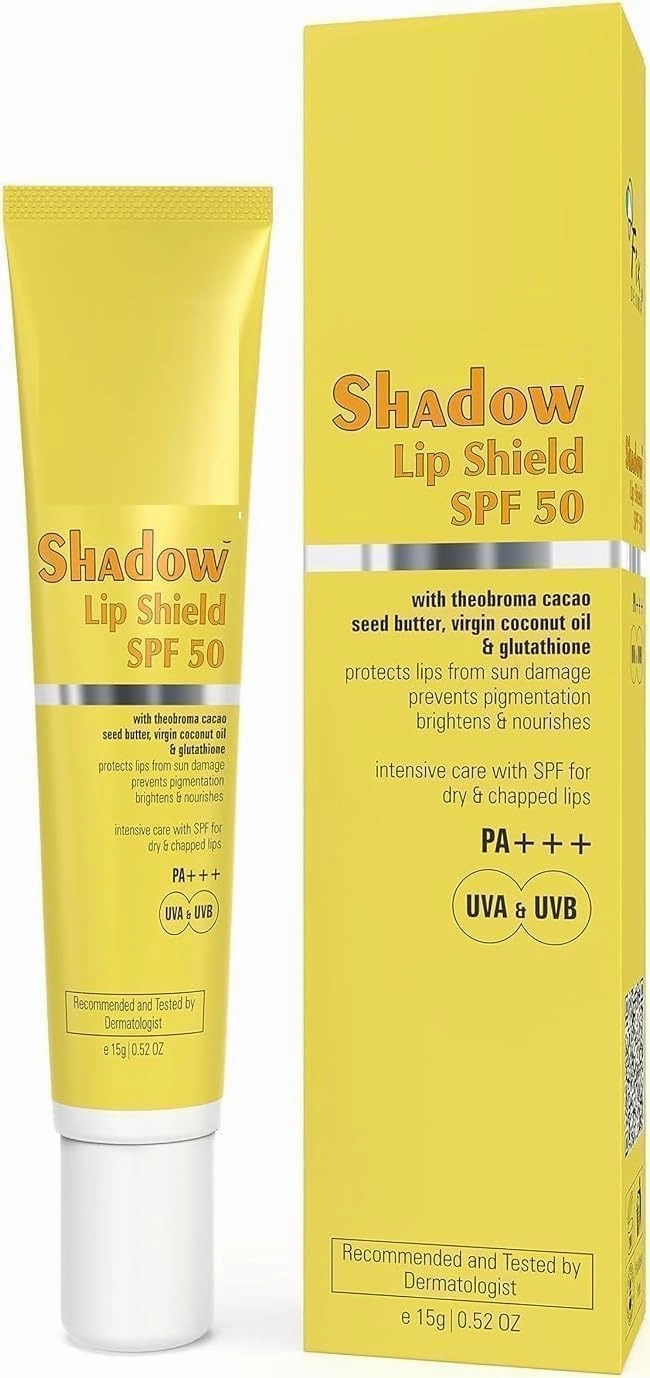 SELVANI Shadow SPF 50 Lip Shield PA    Lip Balm SPF 50 With Theobroma Cacao Seed Butter,Virgin Coconut Oil & Glutathione Prevents Pigmentation & Sun Damage Sun Protector UVA & UVB-15gm,Yellow