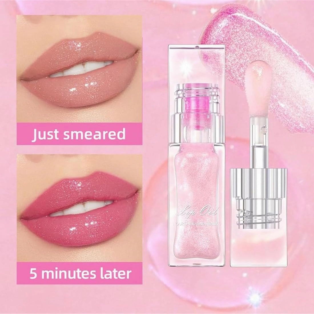 Sent Dream Lip Oil, Conversion Magic Color Changing Lip Stain, Moisturizing Plumping Boss up Color Changing Lip Oil (2PCS,Pink)