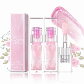 Sent Dream Lip Oil, Conversion Magic Color Changing Lip Stain, Moisturizing Plumping Boss up Color Changing Lip Oil (2PCS,Pink)