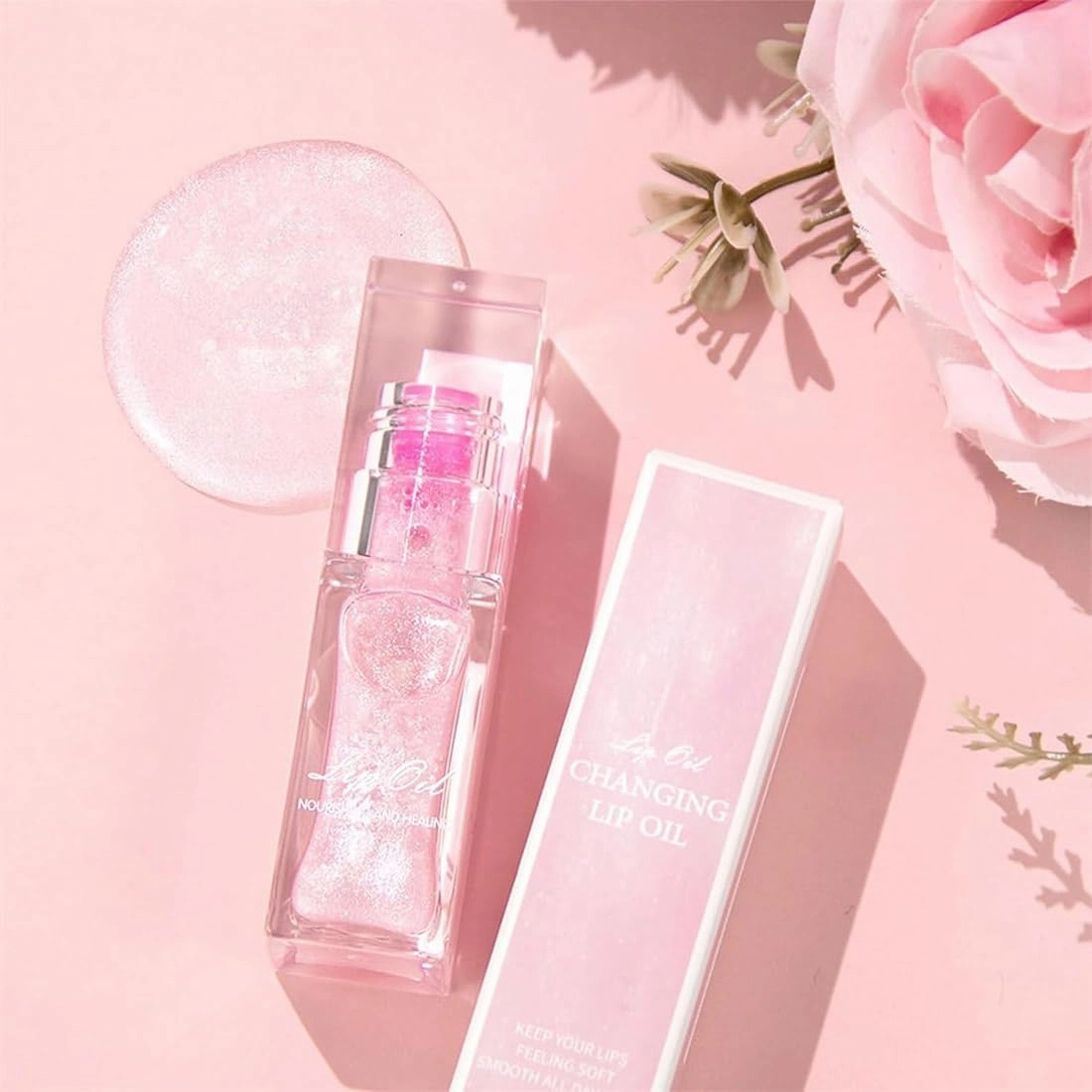 Sent Dream Lip Oil, Conversion Magic Color Changing Lip Stain, Moisturizing Plumping Boss up Color Changing Lip Oil (2PCS,Pink)