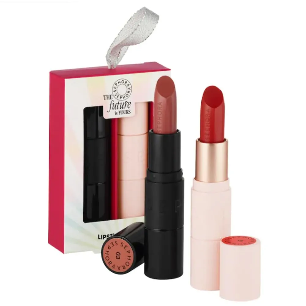 SEPHORA Collection Limited Edition Matte & Satin Lipstick Duo, red and nude
