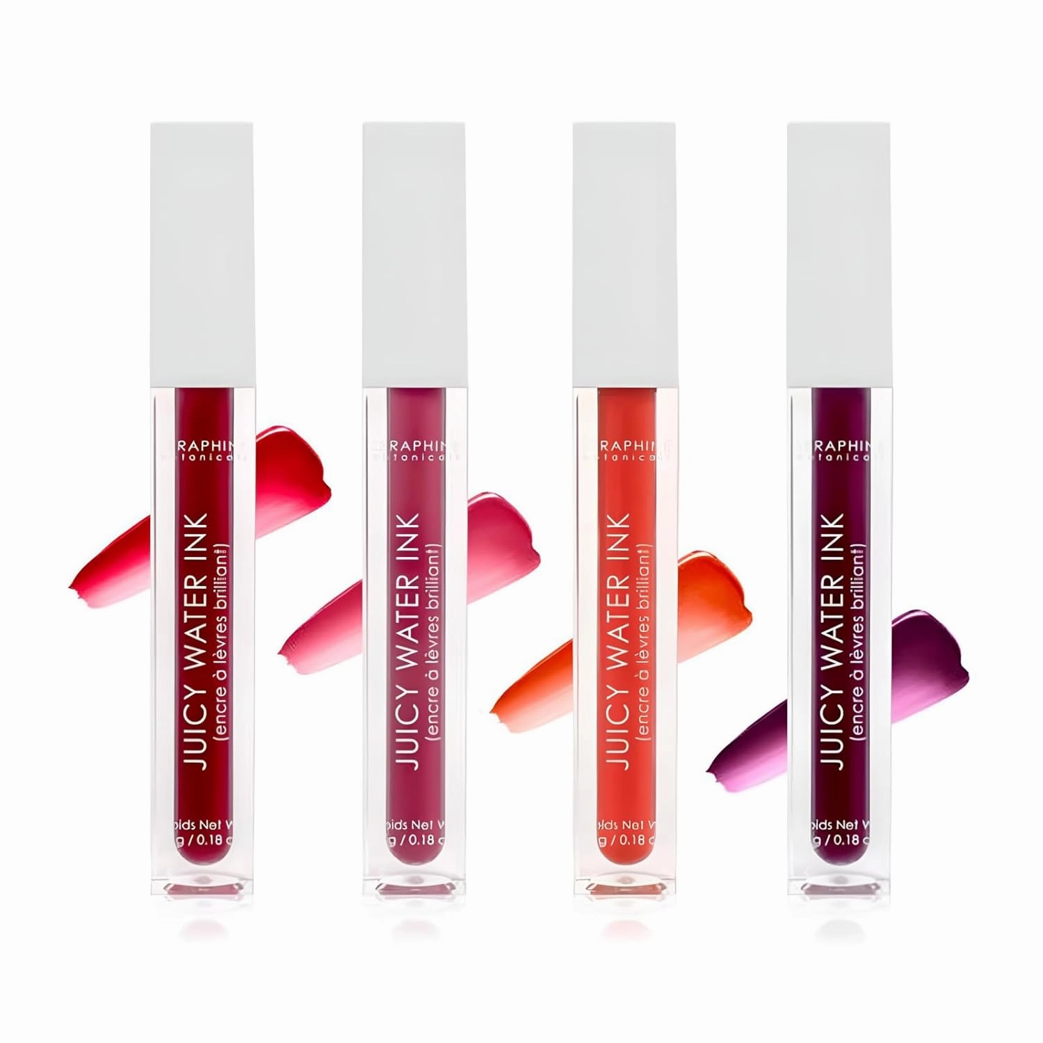 Seraphine Botanicals Lip Stain Juicy Water Ink Makeup Glossy Glowing Finish or Blot for Matte! Lip Tint Ultra Hydrating Plumping Infused with Iris Root & Quince & Raspberry Seed Oil .18oz (Fig)