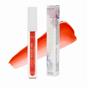 Seraphine Botanicals Lip Stain Juicy Water Ink Makeup Glossy Glowing Finish or Blot for Matte! Lip Tint Ultra Hydrating Plumping Infused with Iris Root & Quince & Raspberry Seed Oil .18oz (Sunlit)
