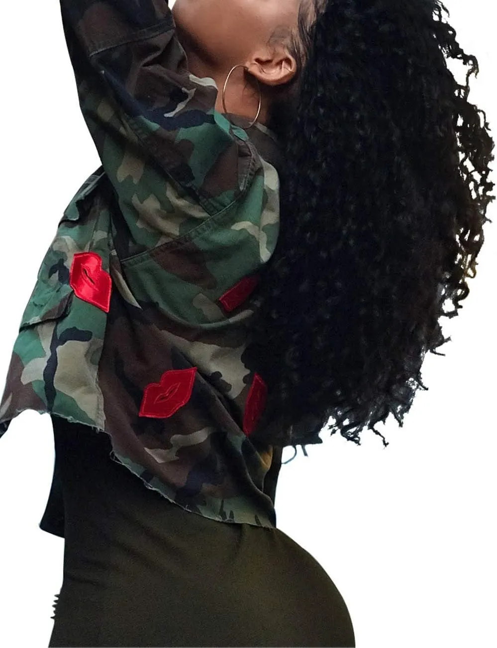 Sexyshine Women's Classic Casual Long Sleeve Camo Lightweight Zipper Outwear Short Jacket