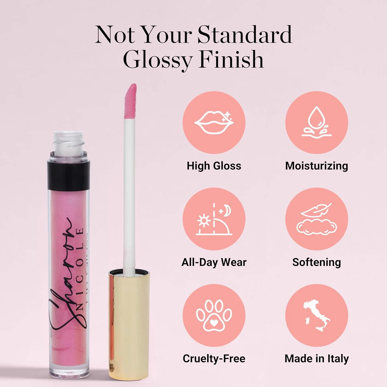 Sharon Nicole Pink High Gloss, Long Lasting, Moisturizing Lip Gloss | Provides All Day Comfort & Wear | Cruelty Free | Beauty Made in Italy Shade Twin Flame