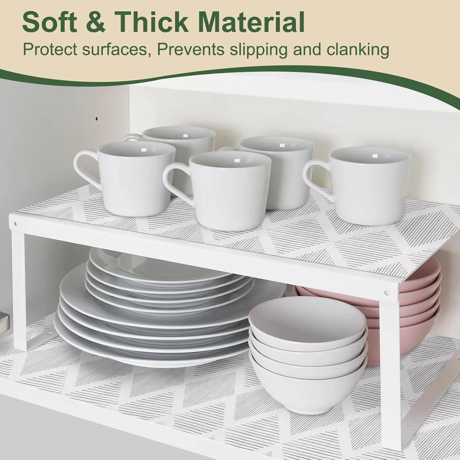 Shelf and Drawer Liner for Kitchen Cabinets Non-Slip Non-Adhesive Cabinet Liners 12in x 20FT, Strong Grip Thickened Mats for Shelves Cupboard Bathroom Drawers Dresser, Easy Install Clean Reusable