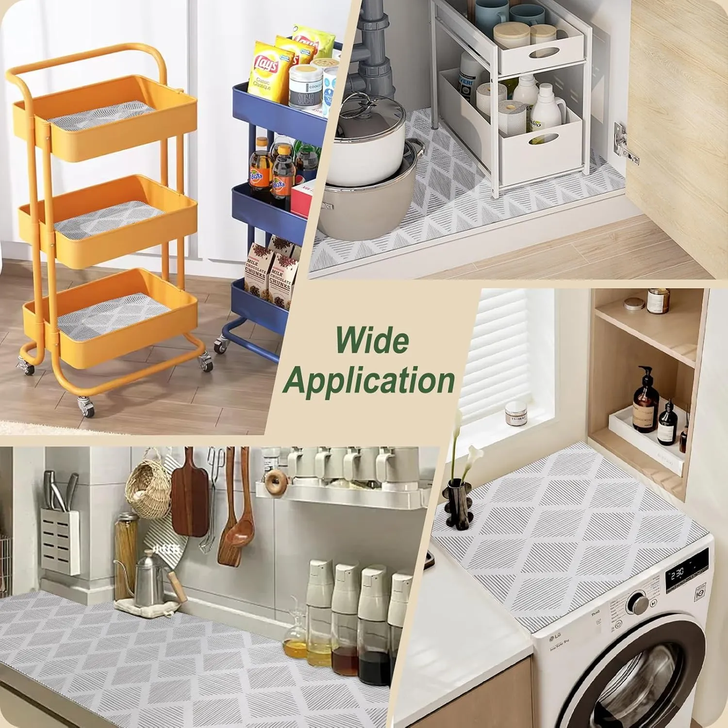 Shelf and Drawer Liner for Kitchen Cabinets Non-Slip Non-Adhesive Cabinet Liners 12in x 20FT, Strong Grip Thickened Mats for Shelves Cupboard Bathroom Drawers Dresser, Easy Install Clean Reusable