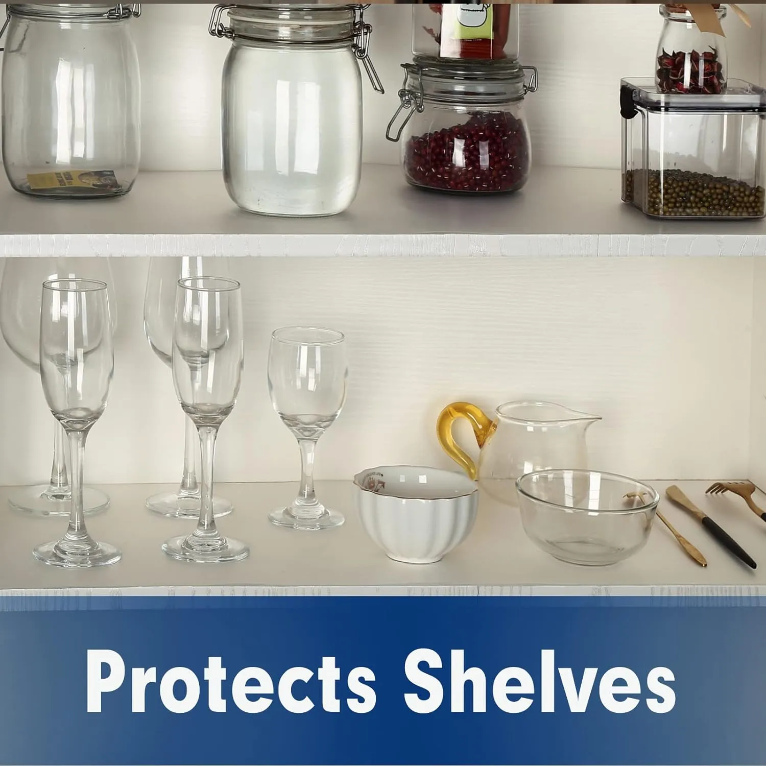 Shelf Liner, Drawer Liner, 12 Inches x 20 FT Cabinet Liner for Kitchen Cabinets Non-Adhesive Shelf Liners, Waterproof Shelf Paper with Non-Slip, Durable Liners, Clear