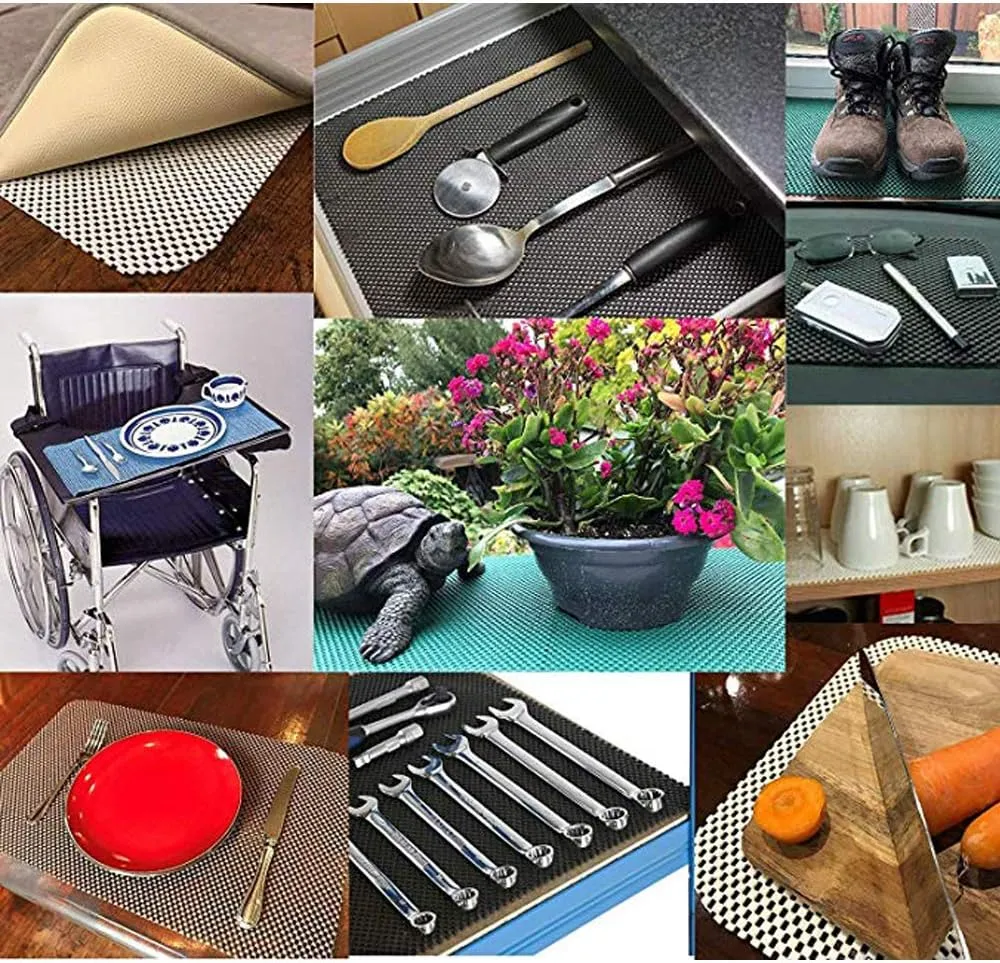 Shelf Liner Drawer Liner Non-Slip Mat Shelves Liners 12" X6.5’ Grid Pattern PVC Non-Adhesive Grip Liner Anti-Slip Mat for Kitchen Cabinets Wire Shelving Pantry Dresser Refrigerator (Grey)