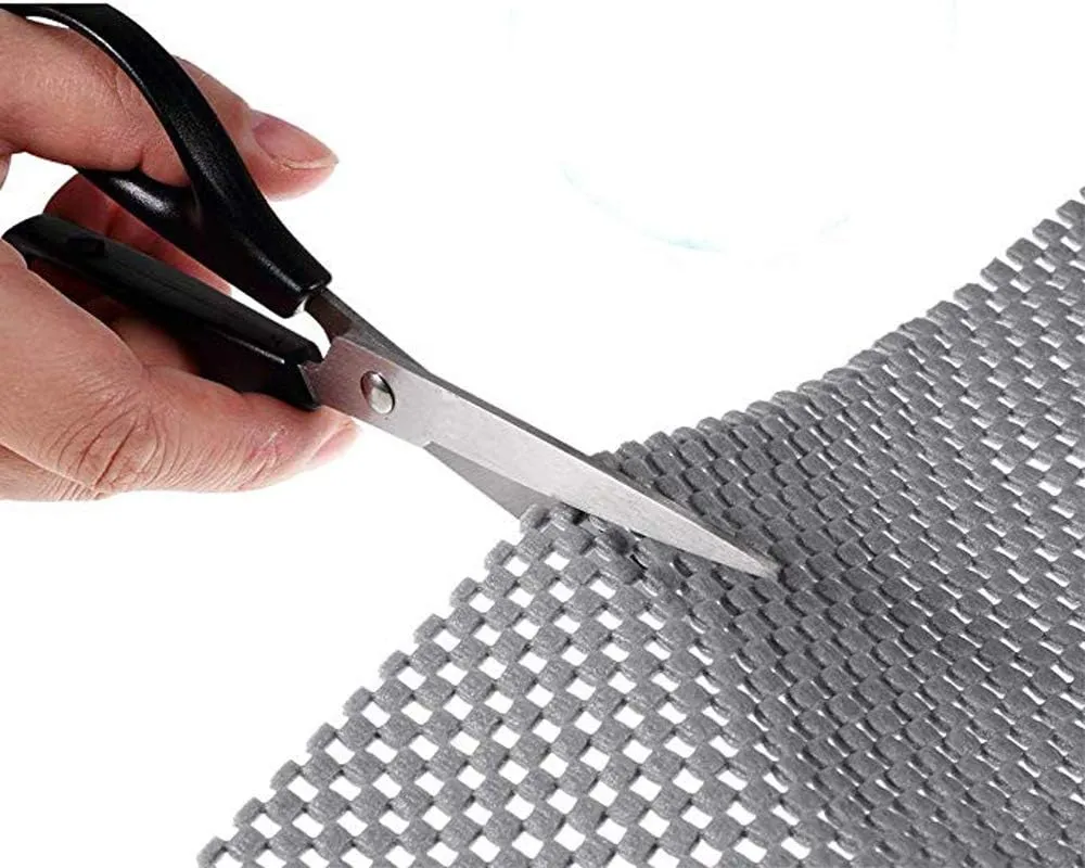 Shelf Liner Drawer Liner Non-Slip Mat Shelves Liners 12" X6.5’ Grid Pattern PVC Non-Adhesive Grip Liner Anti-Slip Mat for Kitchen Cabinets Wire Shelving Pantry Dresser Refrigerator (Grey)