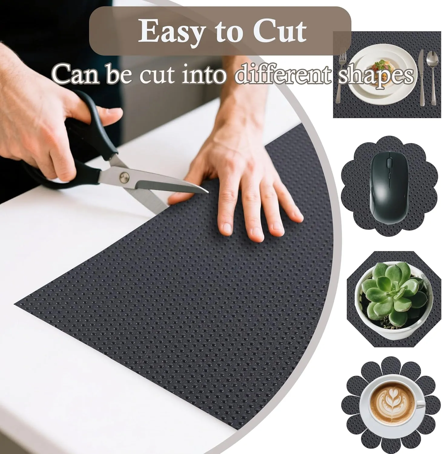 Shelf Liner Non-Slip 10 Inch Wide X 20 Ft Kitchen Cabinet Drawer Liners Waterproof & Oil-Proof Drawer Liners for Cupboard Pantry Non Adhesive Refrigerator Shelf Liner Strong Grip Cabinet Mat (Black)
