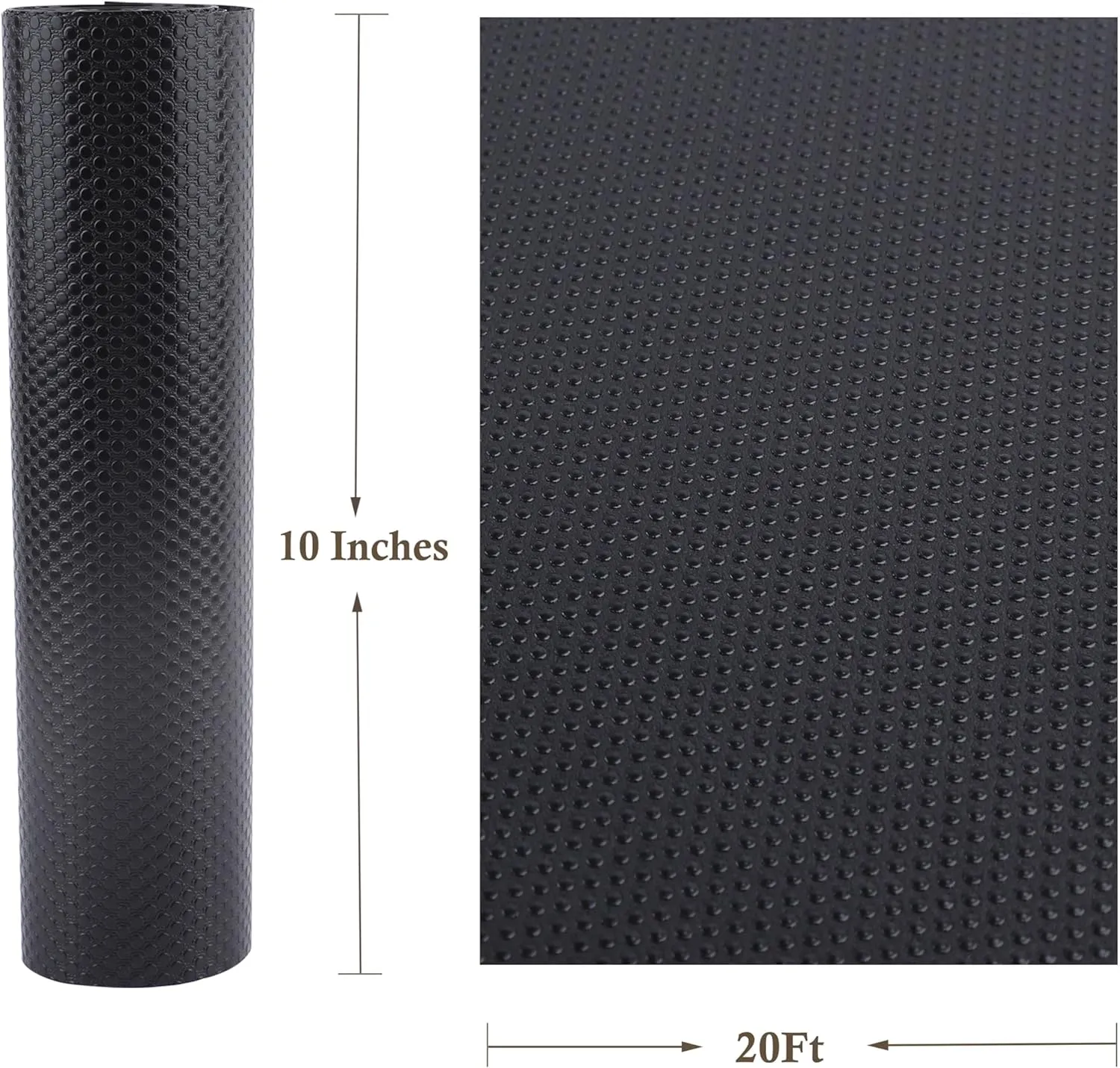 Shelf Liner Non-Slip 10 Inch Wide X 20 Ft Kitchen Cabinet Drawer Liners Waterproof & Oil-Proof Drawer Liners for Cupboard Pantry Non Adhesive Refrigerator Shelf Liner Strong Grip Cabinet Mat (Black)