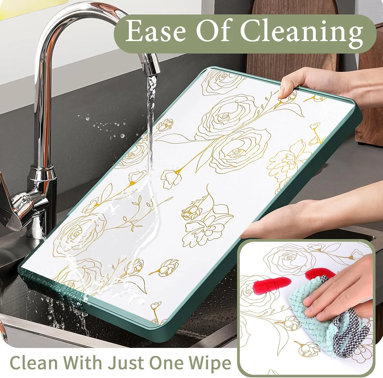 Shelf Liners for Kitchen Cabinets 12in x 20FT Non Adhesive Drawer Liner Gold Floral Thickened Shelf Liner Paper Strong Non-Slip Easy to Clean for Tool Box Refrigerator with Knife and Tape Measure