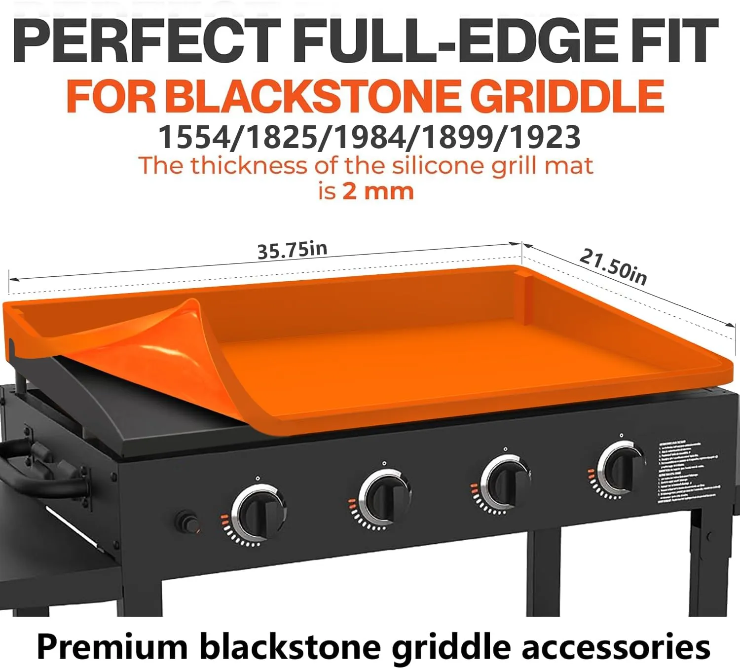 Silicone Griddle Cover Mat for Blackstone: Grill Accessories 36 inch Full Wrap-Around Griddle Flat Top Cover Food-Grade Protection Grill Buddy Mats