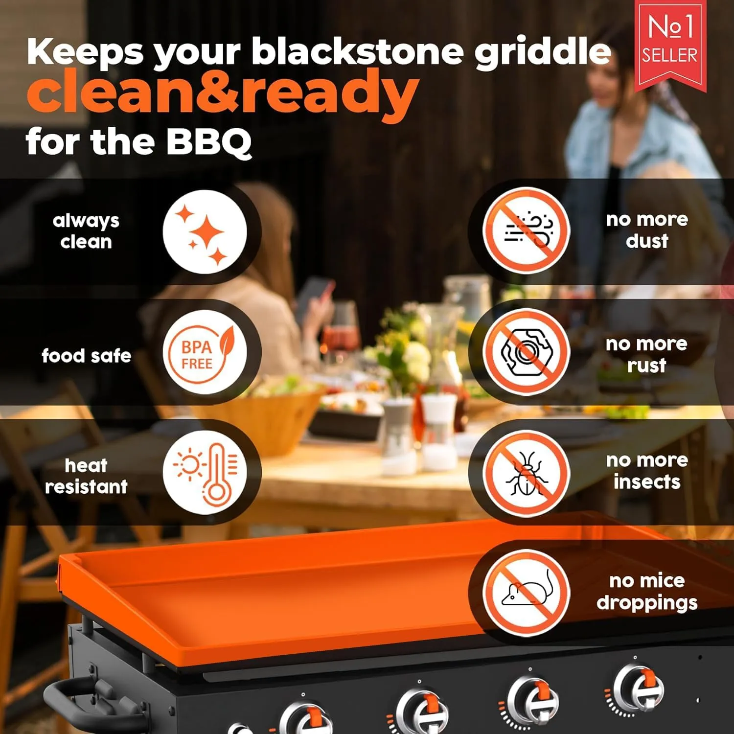 Silicone Griddle Cover Mat for Blackstone: Grill Accessories 36 inch Full Wrap-Around Griddle Flat Top Cover Food-Grade Protection Grill Buddy Mats