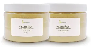 Soapeauty Cocoa Butter Raw Unrefined Non-Deodorized | 100% Pure Natural | Body, Hair & DIY Recipes, Lip Balms, Lotions, Creams, Stretch Marks | Non GMO, No Preservatives, Vegan | 24 oz (2 x 12 oz)